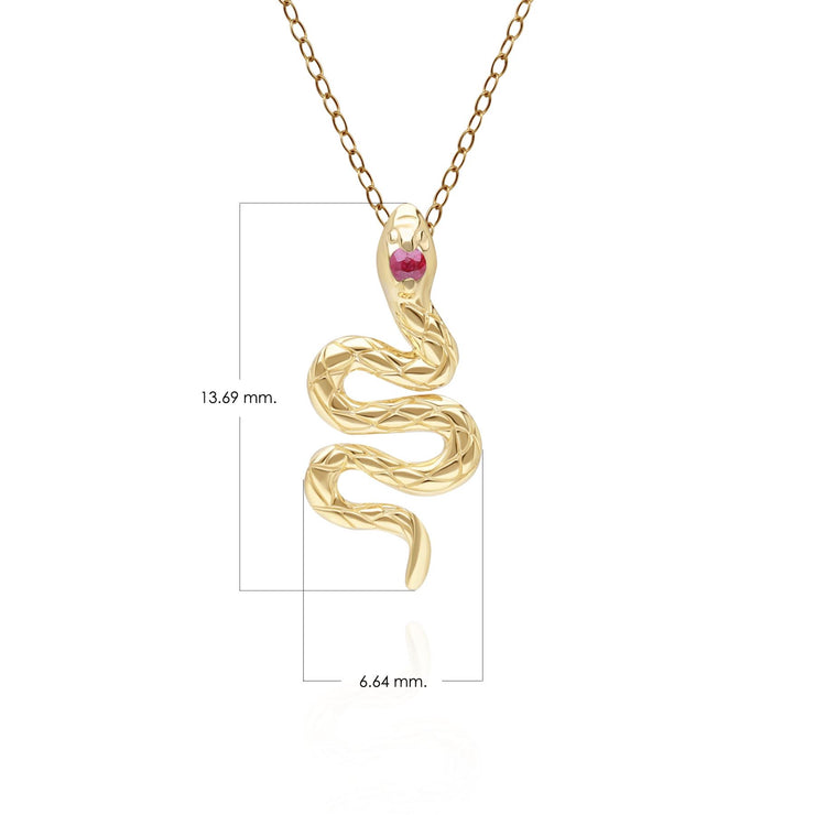 ECFEW™ Pendentif serpent Rubis en or jaune 9 carats