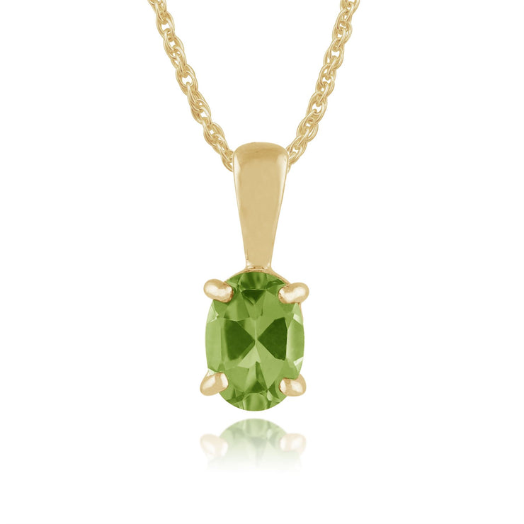 Pendentif et Boucles d'Oreilles Pendantes Classique Or Jaune 375 Péridot Oval