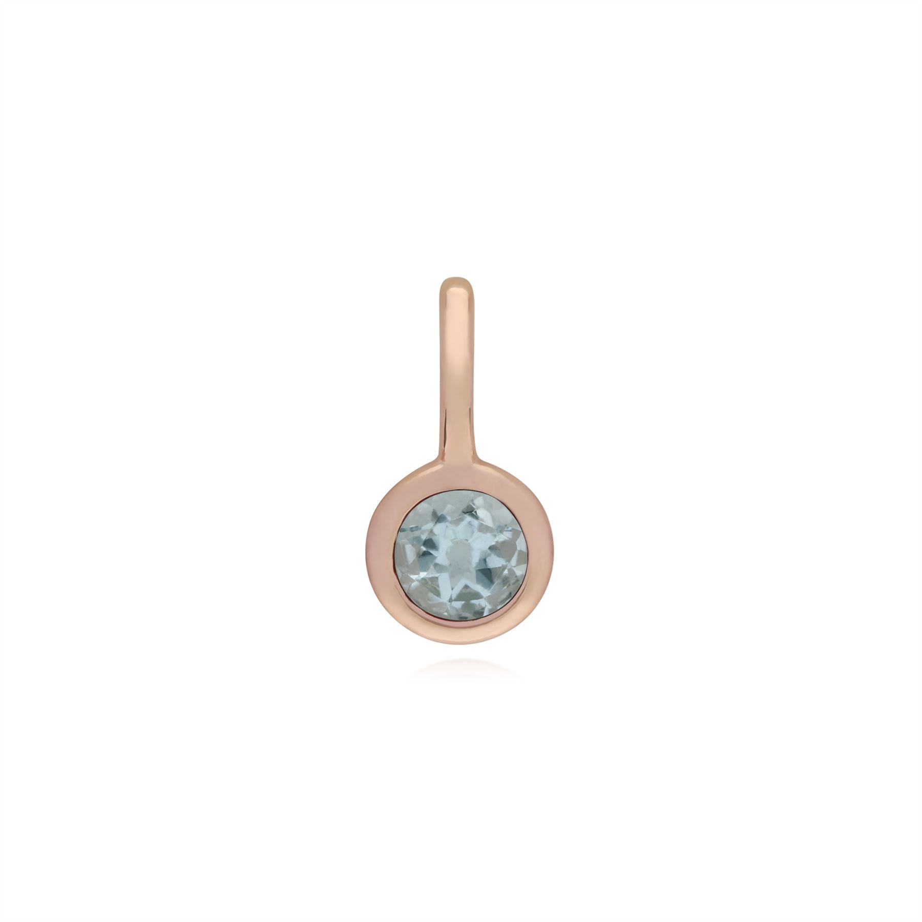 Pendentif Classique Cadenas Cœur Argent 925 Plaqué Or Rose et Charms Aigue-Marine