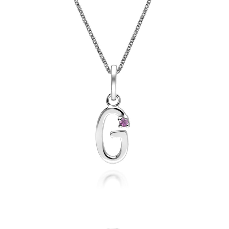 Pendentif Initiale Or Blanc 375 et Saphir Rose