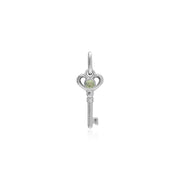 Pendentif Classique Cadenas Cœur Torsadé Argent 925 et Charms Clé Péridot