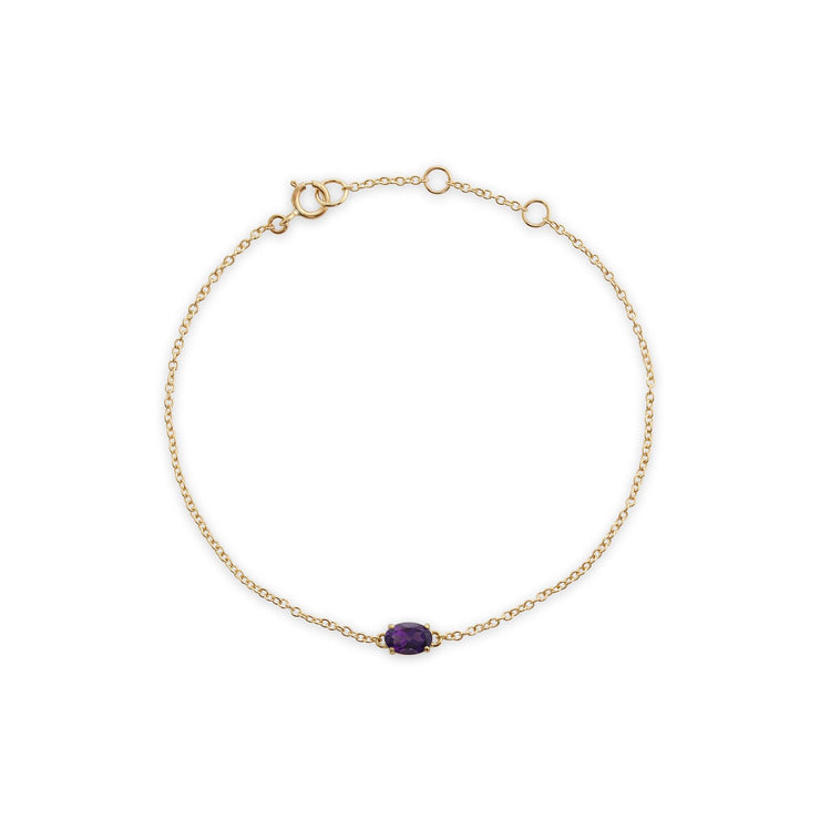 Bracelet Classique Or Jaune 375 Améthyste Ovale