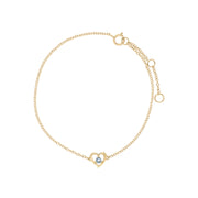 Topaze Bleu Bracelet, 9 CT or Jaune Topaze Bleue Rond Pierre Unique Coeur 19cm Bracelet