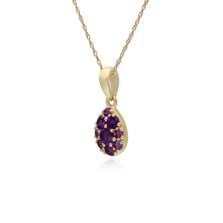 s 9 CT or Jaune Améthyste Poire Serti Pendentif sur 45cm Chaîne