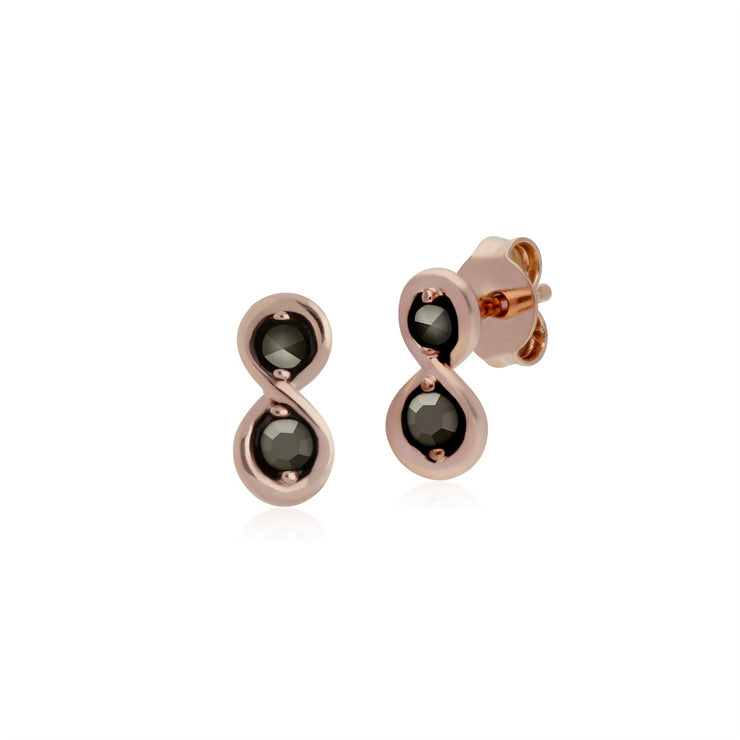 Collier et Boucles d'Oreilles Clou Infini Argent 925 Plaqué Or Rose Marcassite