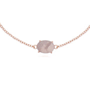 s Plaqué or Rose Argent Sterling Quartz Rose Ovale 19cm Bracelet