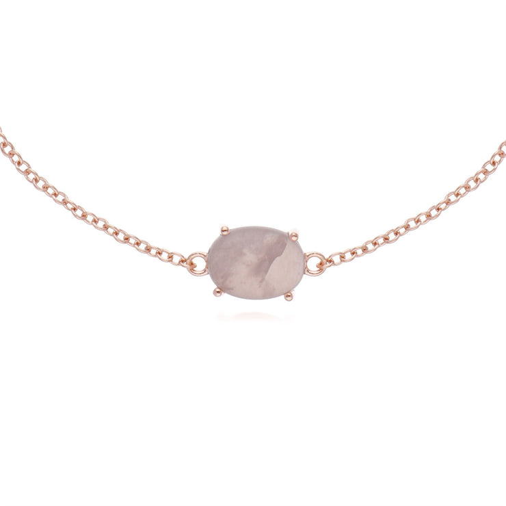 s Plaqué or Rose Argent Sterling Quartz Rose Ovale 19cm Bracelet