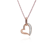 Collier Diamant, 9 CT or Rose Diamant Tendance Coeur Pendentif sur 45cm Chaîne