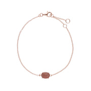 s Plaqué or Rose Argent Sterling Rhodochrosite Ovale 19cm Bracelet