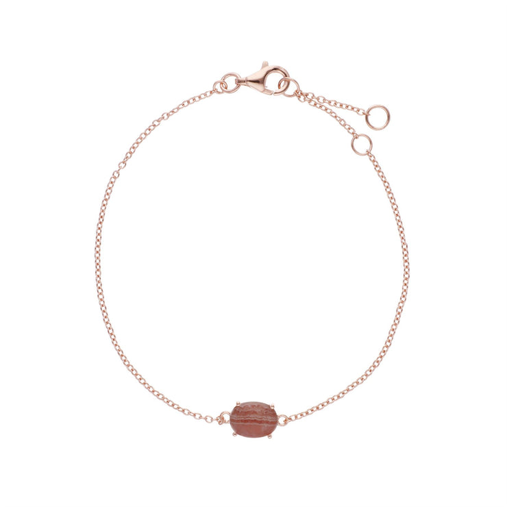 s Plaqué or Rose Argent Sterling Rhodochrosite Ovale 19cm Bracelet