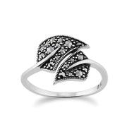 Gemondo Bague Art Nouveau, Argent Massif 925 0,27 CT Marcassite Style Art Nouveau Bague Feuille