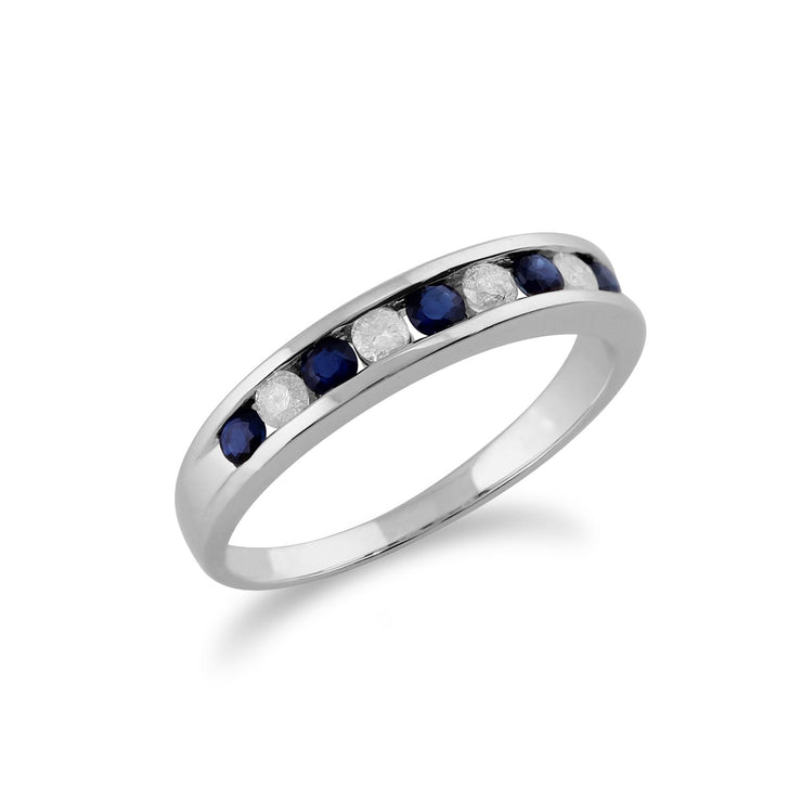 Blanc 9 Ct Or 0.27ct CT Naturel incrustée Bague demi éternité diamant