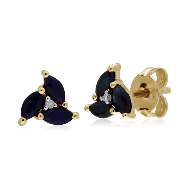 Saphir Boucles D'Oreilles, 9 CT or Jaune Saphir Marquise Grappe Boucles D'Oreilles Clous