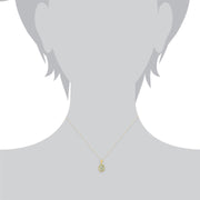 Pendentif Or Jaune 375 Quartz Oval Vert Clair