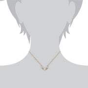 Collier et Boucles d'Oreilles Pendantes Classique Argent 925 Plaqué Or Trois Perles