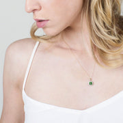 Pendentif Classique Or Jaune 375 Emerald Marquise et Diamant Halo