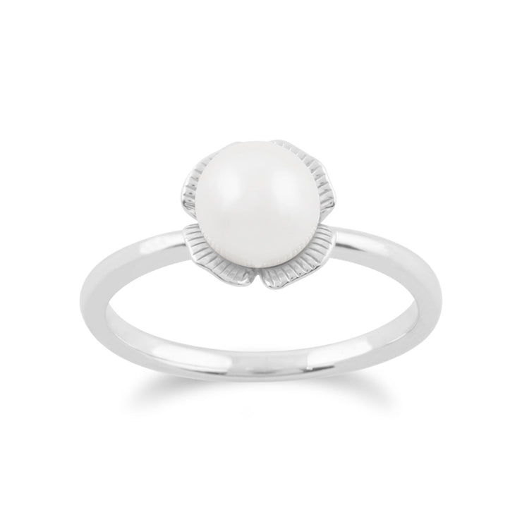 gemondo PERLE BAGUE , en argent sterling 925 Ginkgo fleur 1.88ct CT PERLE BAGUE