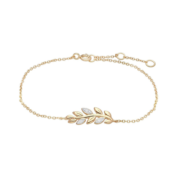 Collier et Bracelet O Leaf Or Jaune 375 Diamant