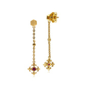 Boucles d'Oreilles Pendantes ECFEW™ 'The Liberator' Fleur de Lys avec Grenat