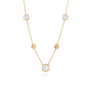 Collier Géométrique Argent 925 Plaqué Or Nacre Hexagonal
