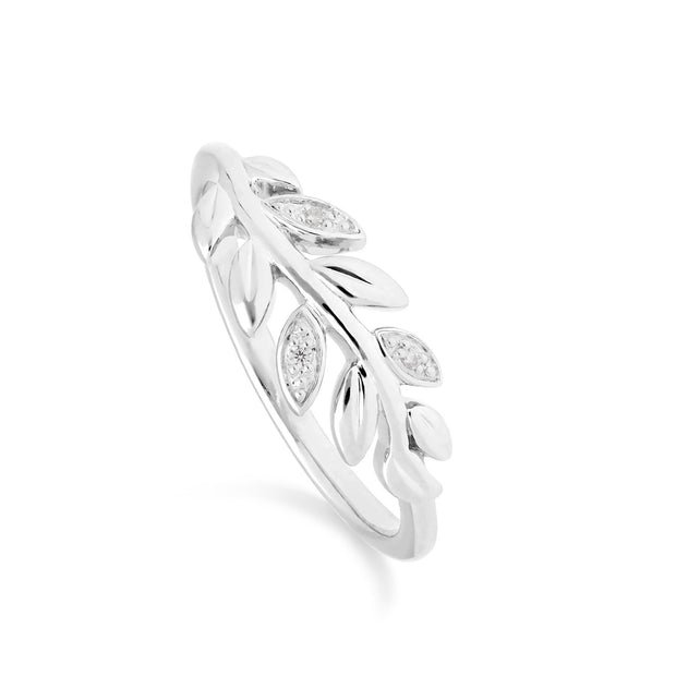 Bague et Collier O Leaf Or Blanc 375 Diamant