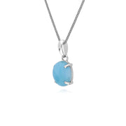 s Argent Sterling Larimar Pierre Unique Ovale 45cm Collier