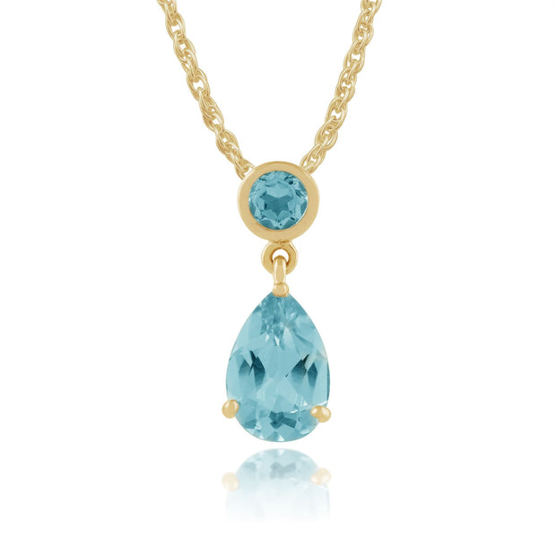 Pendentif Classique Or Jaune 375 Topaze Bleu Poire
