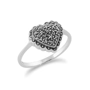 Gemondo Bague Coeur, Argent Massif 925 0,21 CT Étincelant Marcassite Forme Coeur Anneau