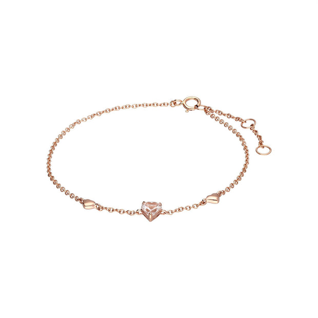 Morganite Heart Bracelet in 9ct Rose Gold