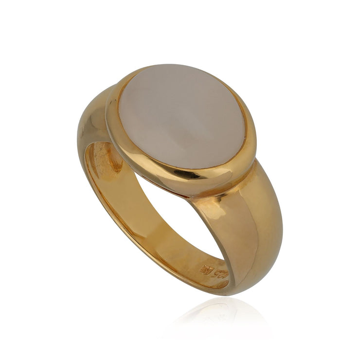 Bague Kosmos Argent 925 Plaqué Or Pierre de Lune