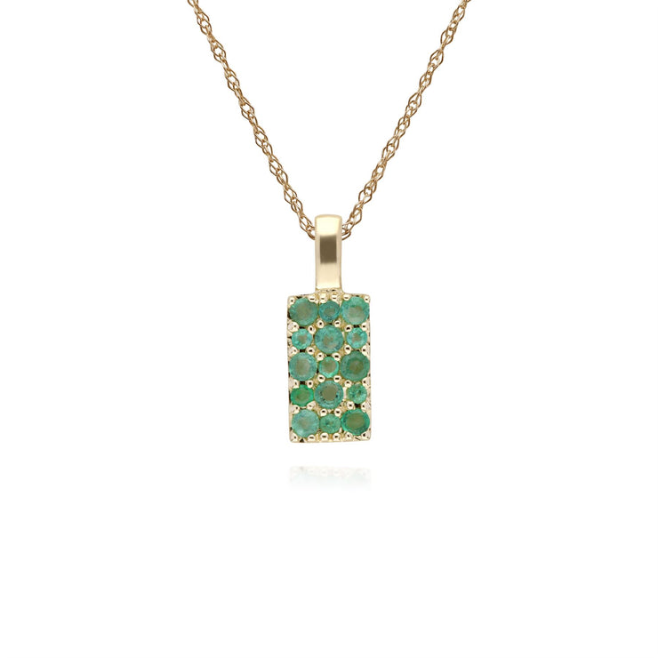9 CT or Jaune Émaraude Serti Panneau Pendentif sur 45cm Chaîne