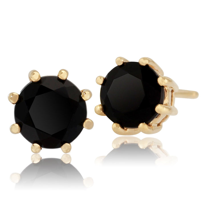 Boucles d'Oreilles Clou Classique Or Jaune 375 Onyx Noir