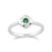 Gemondo Émeraude Bague, 925 Sterling Silver 0.11ct Émeraude Carré Croisé Bague