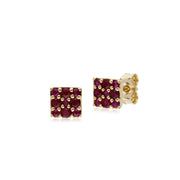 s 9 CT or Jaune Rubis Serti Panneau Boucles D'Oreilles