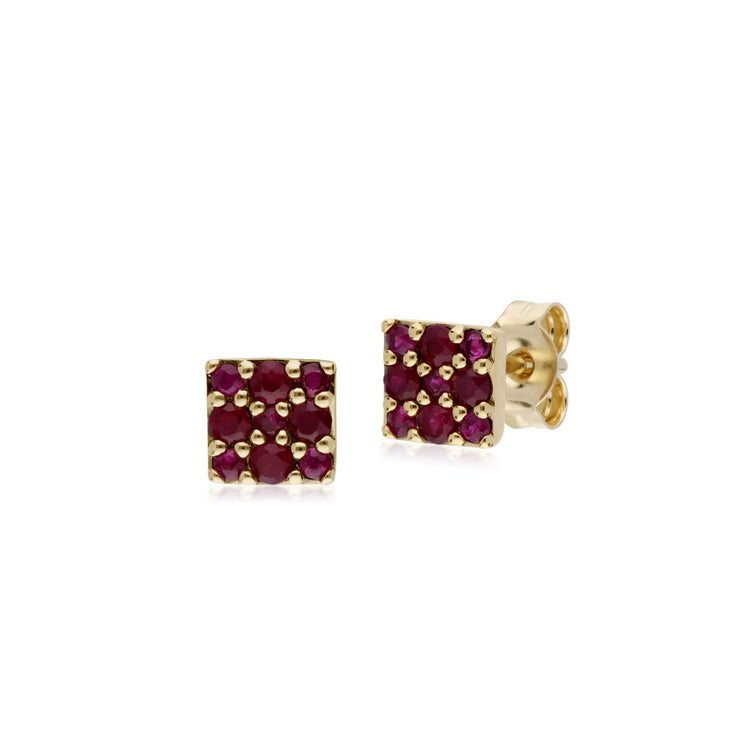 s 9 CT or Jaune Rubis Serti Panneau Boucles D'Oreilles