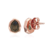 Boucles d'Oreilles Clou Irregulier B Gem Argent 925 Plaqué Or Rose Labradorite