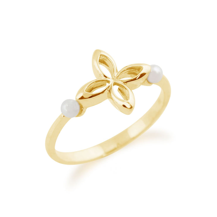 Gemondo Or 375 Or jaune|#Gold Rond Blanc Perle