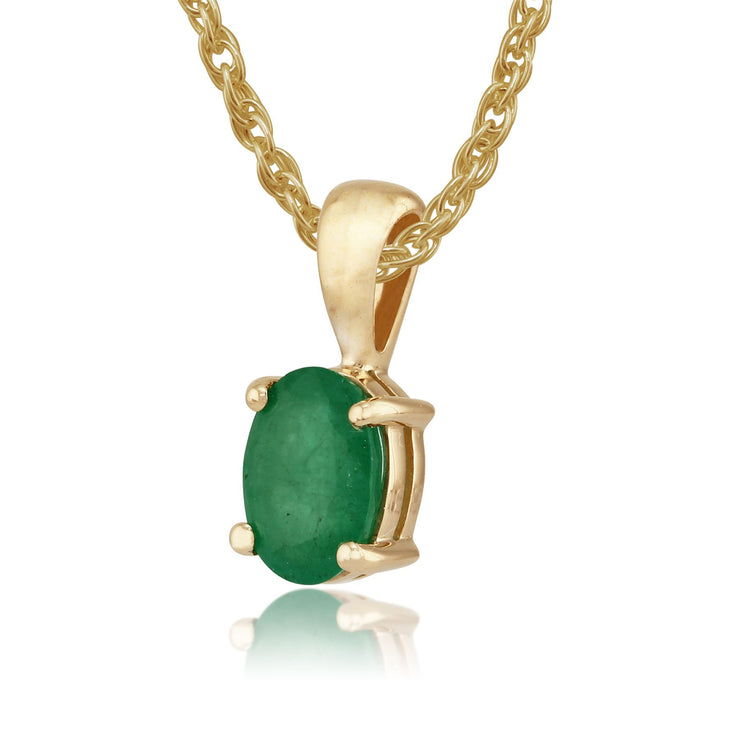 Pendentif Classique Or Jaune 375 Emeraude Ovale