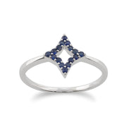 Gemondo Bague Saphir, 9 CT or Blanc 0.17ct Saphir Bleu Bague Étoile