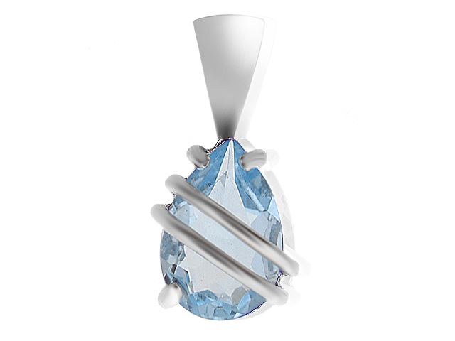 Blanc 9ct or 0,99 CT Topaze Bleu Simple Pierre Ovale Enveloppé Pendentif