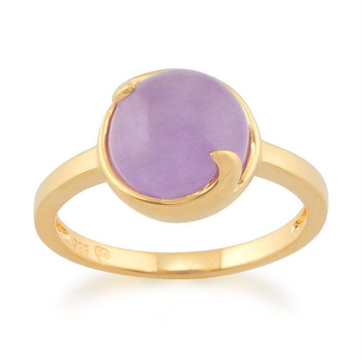 Bague Argent 925 Plaqué Or Jaune Jade Pastel Lavande 'Vita '