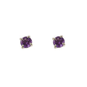Boucles d'Oreilles Clou Améthyste Classique Or Blanc 375 Diamant et Ear-Jacket Diamant Rond
