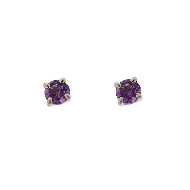 Boucles d'Oreilles Clou Améthyste Classique Or Blanc 375 Diamant et Ear-Jacket Diamant Rond