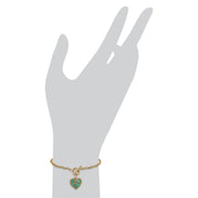 Bracelet Classique Or Jaune 375 Emeraude Charm Cœur