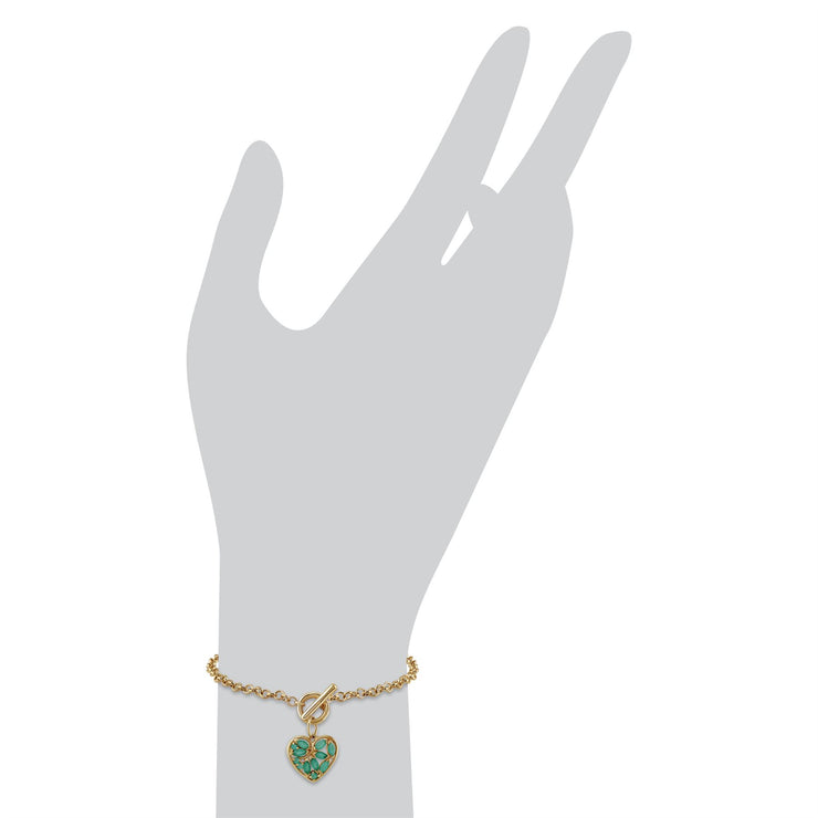 Bracelet Classique Or Jaune 375 Emeraude Charm Cœur
