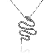 Collier et Boucles d'Oreilles Pendantes Serpent Style Art Nouveau Argent 925 Marcassite Rond