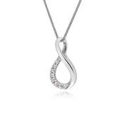 Collier Diamant, 9 CT or Blanc Diamant Baiser Pendentif sur 45cm Chaîne