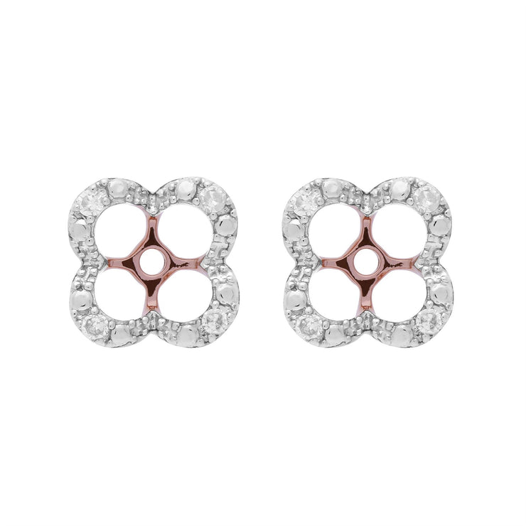 Classique «Ear-Jacket» Floral Or Rose 375 rond avec Diamant