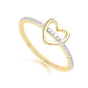 Bague Cœur Love en Or Jaune 375 avec Anneau en Diamant