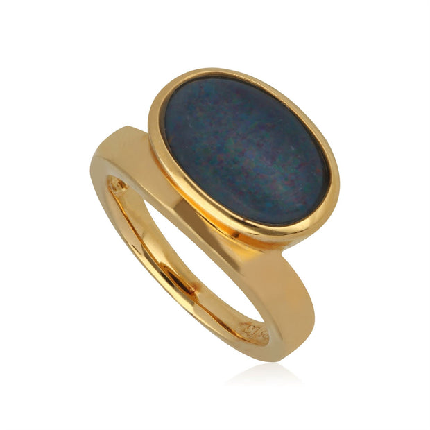 Bague Kosmos Argent 925 Plaqué Or Opale